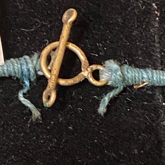 Vintage Blue Mosaic Stone Necklace With Toggle Clasp - Picture 4 of 16